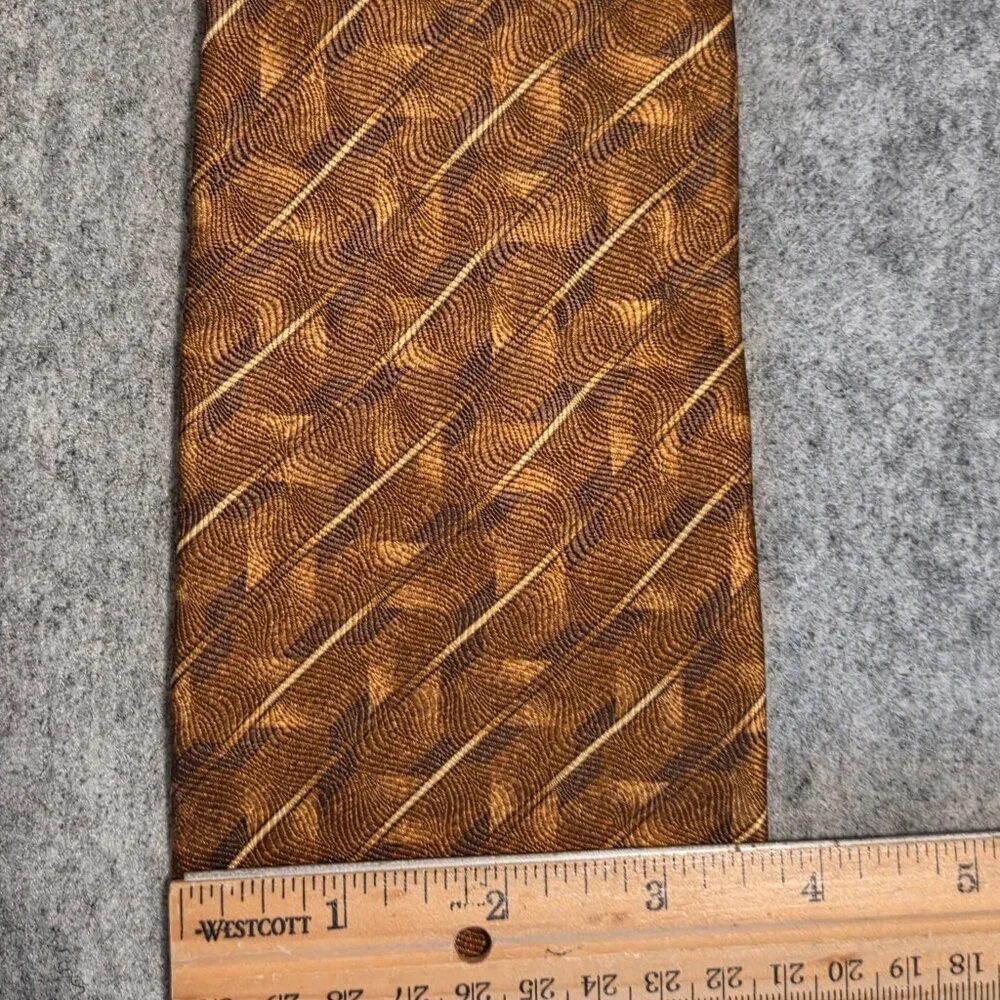 Canali Gold And Brown Jacquard Silk Tie (3.75